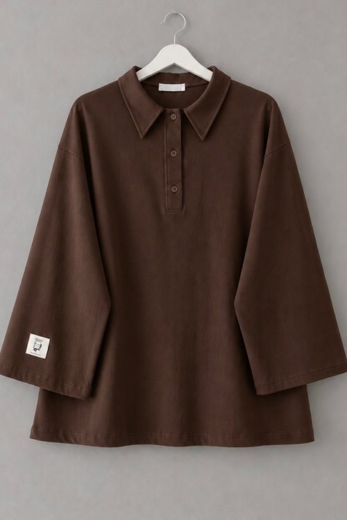 Polo Yaka Süprem Sweatshirt Kahverengi
