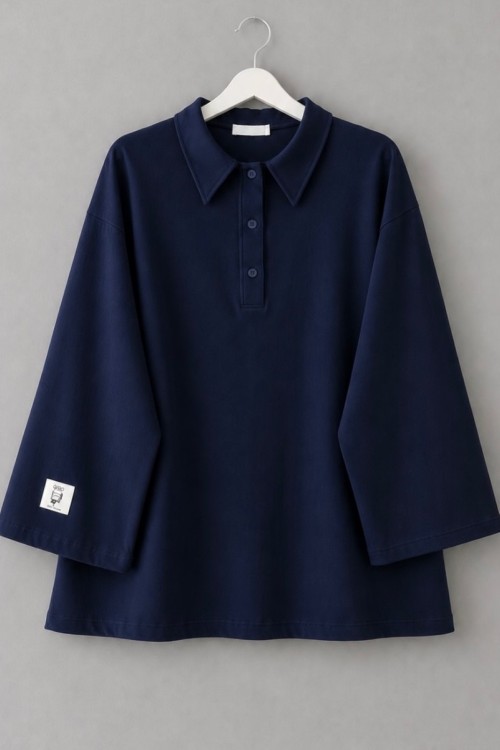 Polo Yaka Süprem Sweatshirt Lacivert