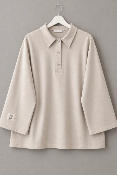 Polo Yaka Süprem Sweatshirt Bej