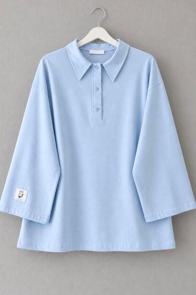Polo Yaka Süprem Sweatshirt Mavi