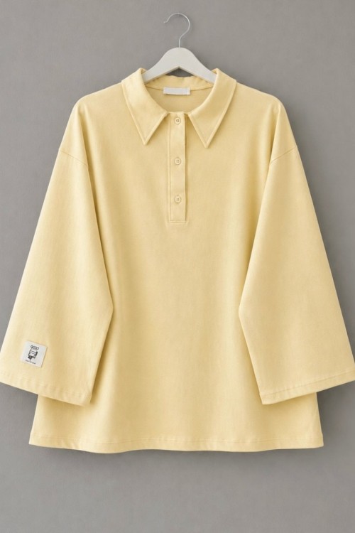 Polo Yaka Süprem Sweatshirt Sarı