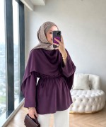 Şal Detaylı Modal Tunik Mürdüm
