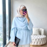 Şal Detaylı Modal Tunik Mavi