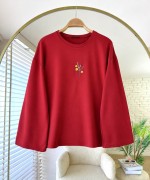 Nakışlı Salaş Sweatshirt  Kırmızı
