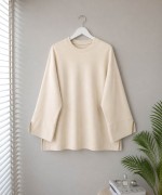 Yırtmaç Detaylı Süprem Sweatshirt Bej