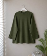 Yırtmaç Detaylı Süprem Sweatshirt Haki
