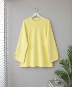 Yırtmaç Detaylı Süprem Sweatshirt Sarı