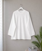 Yırtmaç Detaylı Süprem Sweatshirt Beyaz