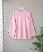 Yırtmaç Detaylı Süprem Sweatshirt Pembe