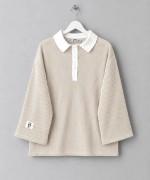Gömlek Yaka Çizgili Sweatshirt Bej