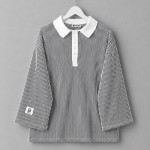 Gömlek Yaka Çizgili Sweatshirt Siyah
