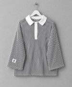 Gömlek Yaka Çizgili Sweatshirt Siyah