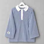Gömlek Yaka Çizgili Sweatshirt Lacivert