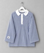 Gömlek Yaka Çizgili Sweatshirt Lacivert