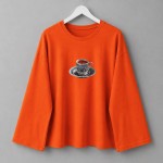 Fincan Baskılı Penye Sweatshirt  Turuncu