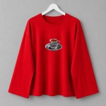 Fincan Baskılı Penye Sweatshirt  Kırmızı