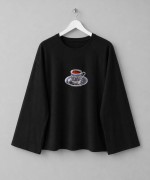 Fincan Baskılı Penye Sweatshirt  Siyah