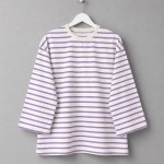 Bisiklet Yaka Çizgili Sweatshirt Lila