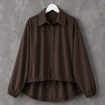 Oversize Büzgülü Gömlek Kahverengi