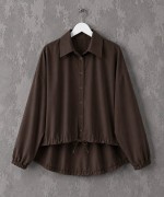Oversize Büzgülü Gömlek Kahverengi