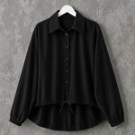 Oversize Büzgülü Gömlek Siyah