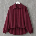 Oversize Büzgülü Gömlek Bordo
