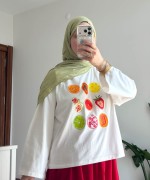 Prive Baskılı Bluz Turuncu