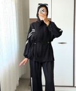 Line Şeritli Takım Siyah