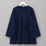 Bisiklet Yaka Yırtmaçlı Sweatshirt Lacivert