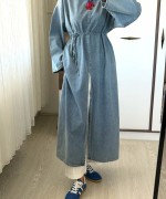 Yırtmaçlı Denim Tunik Kar Mavi
