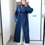 Yırtmaçlı Denim Tunik Lacivert