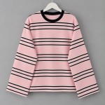 İki İplik Çizgili Sweatshirt Pembe