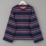 İki İplik Çizgili Sweatshirt Lacivert