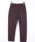 Dikişsiz Paça Mom Fit Kot Pantolon Kahverengi