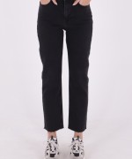 Dikişsiz Paça Mom Fit Kot Pantolon Antrasit