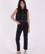 Dikişsiz Paça Mom Fit Kot Pantolon Antrasit