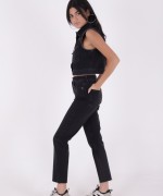 Dikişsiz Paça Mom Fit Kot Pantolon Antrasit