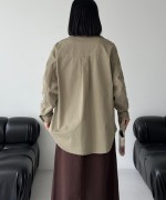 Düğmeli Oversize Kot Gömlek Yeşil
