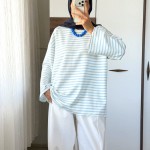 Çizgili Oysho Sweatshirt Mavi