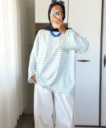 Çizgili Oysho Sweatshirt Mavi