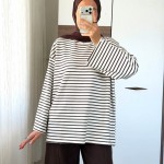 Çizgili Oysho Sweatshirt Kahverengi