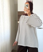 Çizgili Oysho Sweatshirt Kahverengi