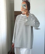 Çizgili Oysho Sweatshirt Lacivert