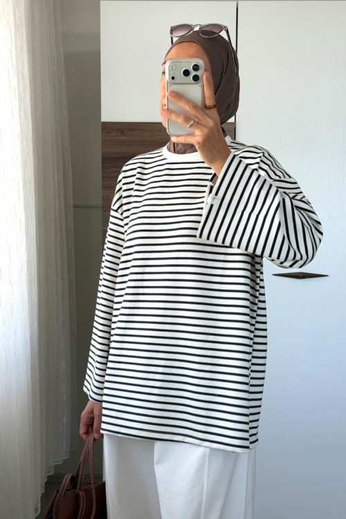 Çizgili Oysho Sweatshirt Lacivert