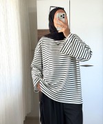 Çizgili Oysho Sweatshirt Siyah