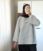Çizgili Oysho Sweatshirt Siyah