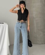 Çımalı Kot Pantolon Açık Mavi