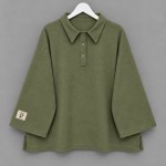 Polo Yaka Armalı Üç İplik Sweatshirt Yeşil