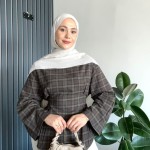 Mina  Yırtmaçlı Ekose Bluz Yeşil