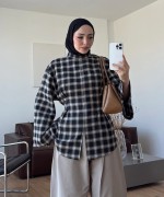 Mina  Yırtmaçlı Ekose Bluz Sarı